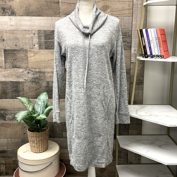 Max Studio Weekend Heather Gray Cowl Neck Sweater Dress Size Medium - Picture 1 of 9